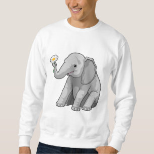 Elefant med blomma lång ärmad tröja