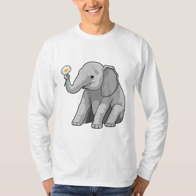 Elefant med blomma t shirt (Framsida)