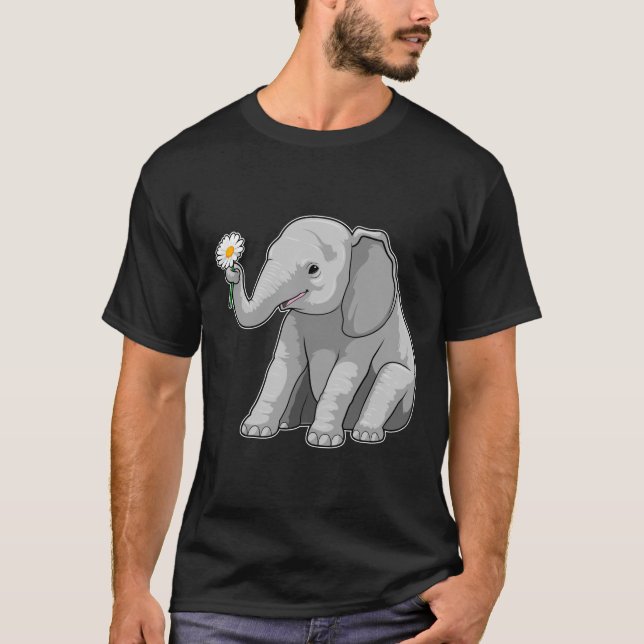 Elefant med blomma t shirt (Framsida)