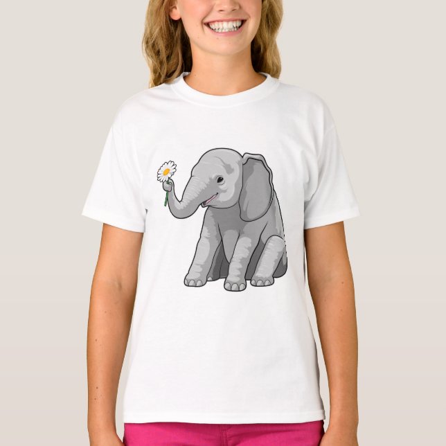 Elefant med blomma t shirt (Framsida)