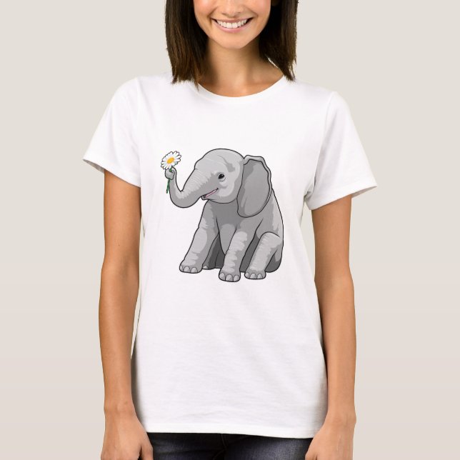 Elefant med blomma t shirt (Framsida)