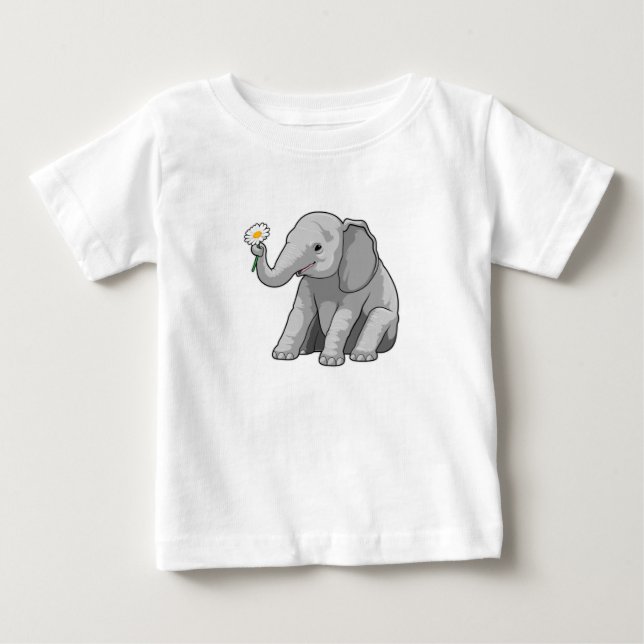 Elefant med blomma t shirt (Framsida)