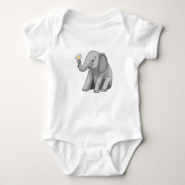 Elefant med blomma t shirt (Framsida)