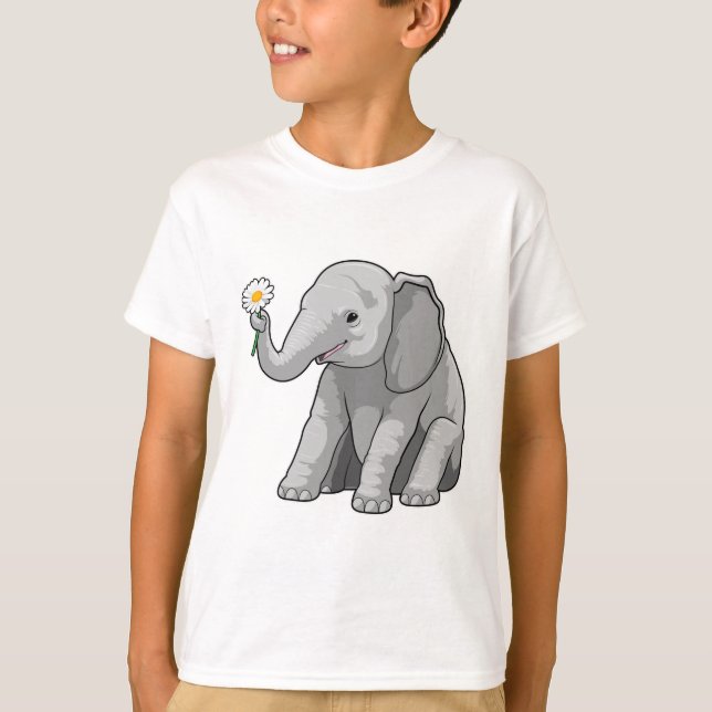 Elefant med blomma t shirt (Framsida)