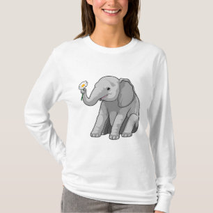 Elefant med blomma t shirt