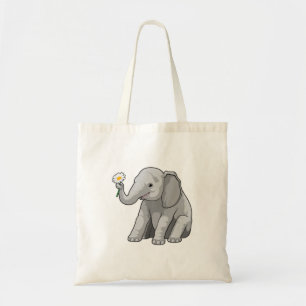 Elefant med blomma tygkasse