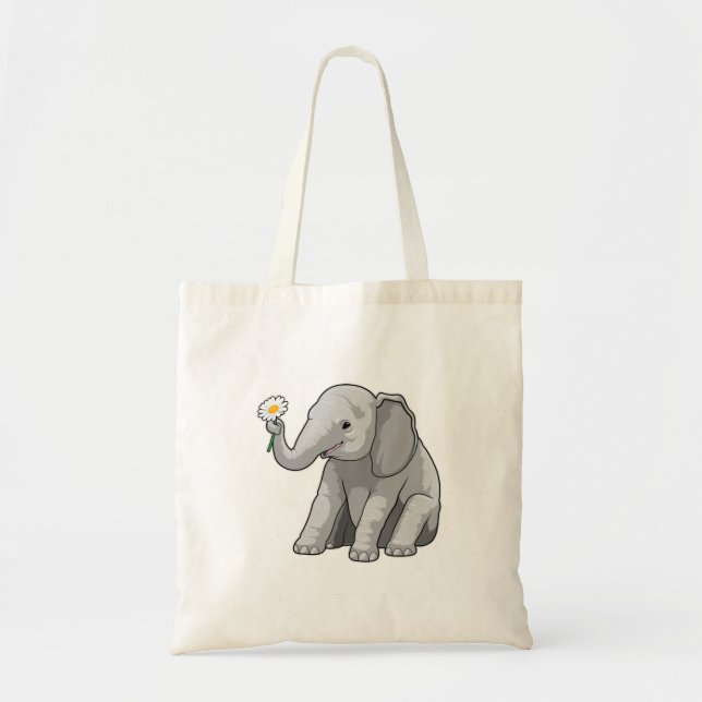 Elefant med blomma tygkasse (Framsidan)
