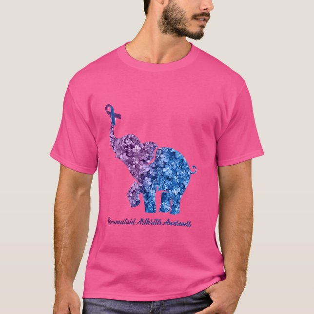 Elefant med blommande reumatoid artrit Awarenes T Shirt (Framsida)