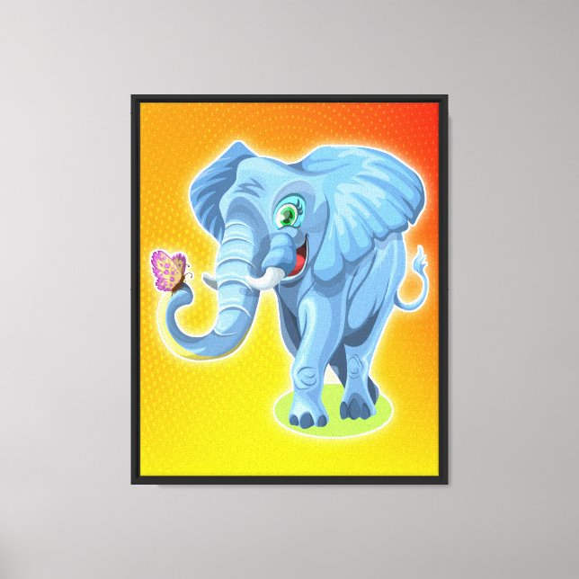 Elefant med Butterfly-21987 Canvastryck (Framsida)