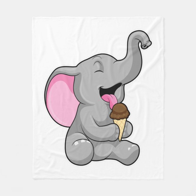 Elefant med Chocolate Waffle glass Fleecefilt (Framsidan)