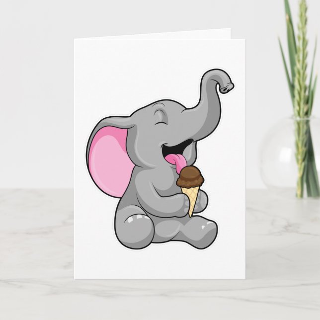 Elefant med Chocolate Waffle glass Kort (Framsida)