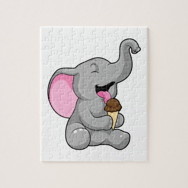Elefant med Chocolate Waffle glass Pussel (Vertikal)