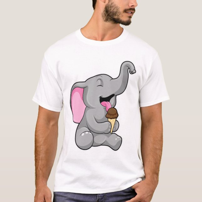 Elefant med Chocolate Waffle glass T Shirt (Framsida)