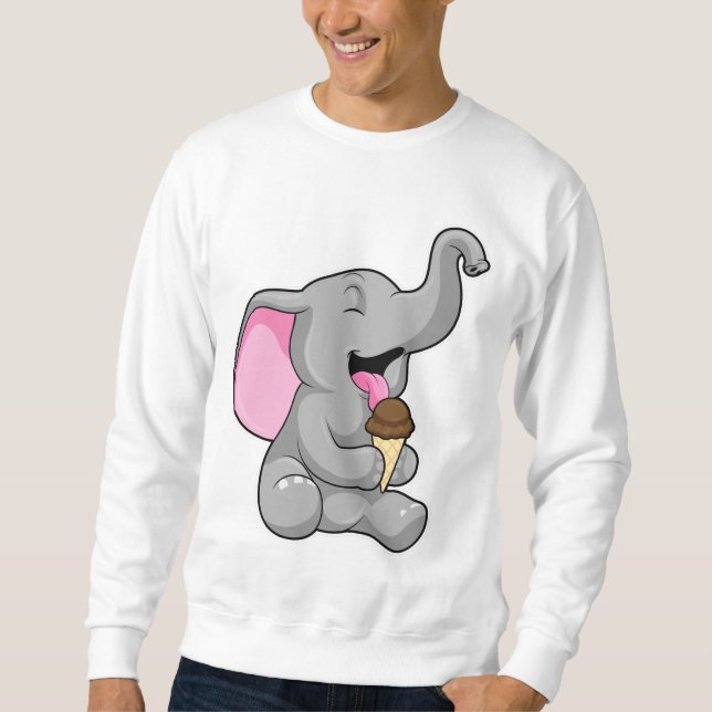 Elefant med chokladwaffelglass lång ärmad tröja (Framsida)