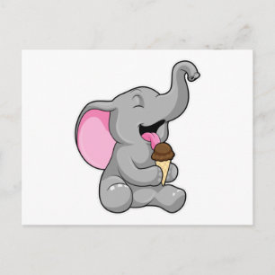 Elefant med chokladwaffelglass vykort