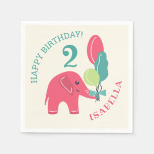 Elefant med den 2nd födelsedagen för pappersservett