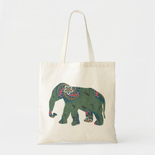 Elefant med den orientaliska blommönstret tygkasse