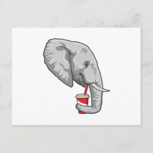 Elefant med dryck vykort