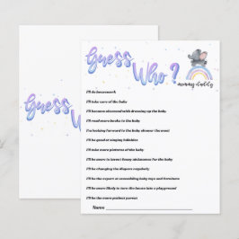 Elefant med Färgrikt Regnbåge Bebis Shower Spel