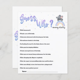 Elefant med Färgrikt Regnbåge Bebis Shower Spel