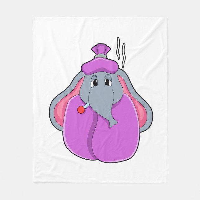 Elefant med febertermometer fleecefilt (Framsidan)