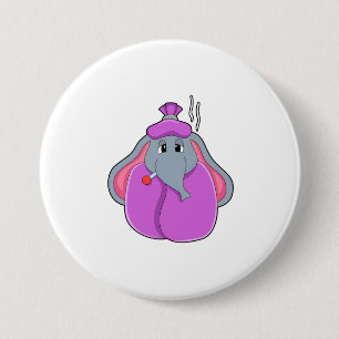 Elefant med febertermometer knapp