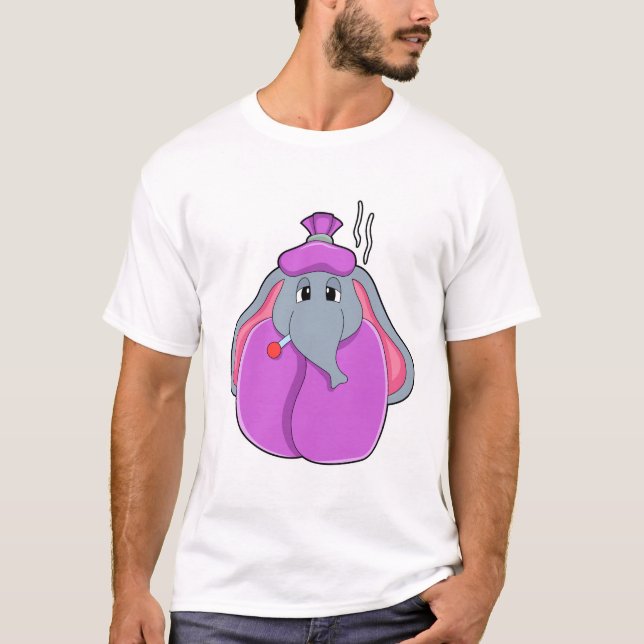 Elefant med febertermometer t shirt (Framsida)