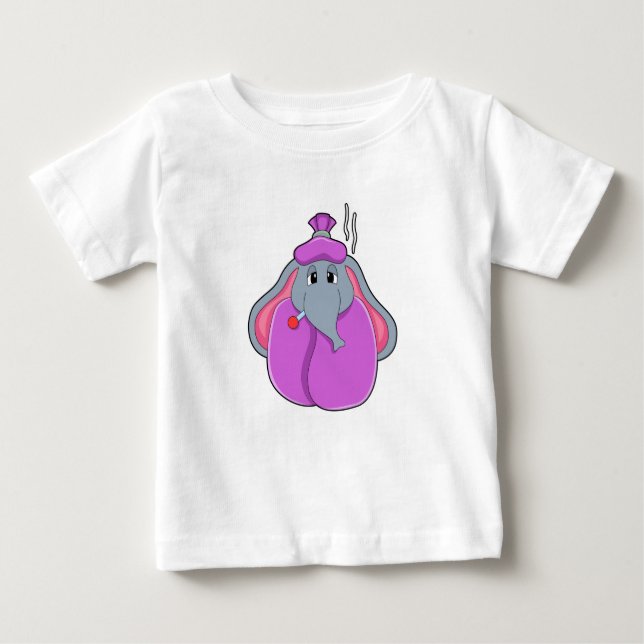 Elefant med febertermometer t shirt (Framsida)