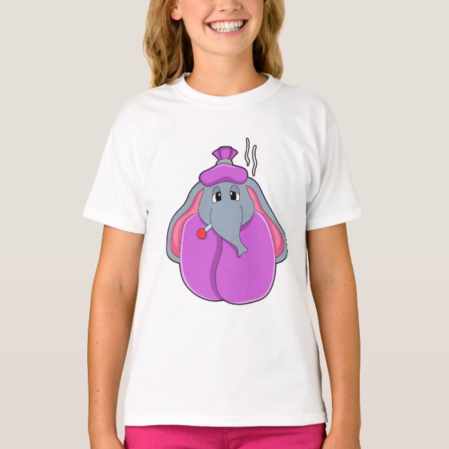 Elefant med febertermometer t shirt (Framsida)