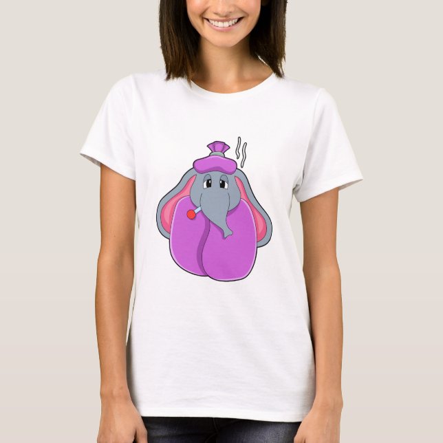 Elefant med febertermometer t shirt (Framsida)