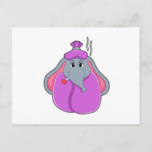 Elefant med febertermometer vykort