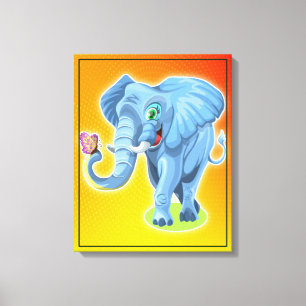 Elefant med fjäril canvastryck