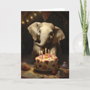Elefant med födelsedagskummel - kort