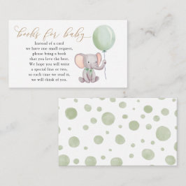 Elefant med Grönt Balloon Bokar för Baby Tilläggskort