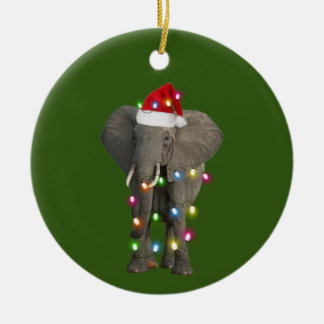 Elefant med Hat Ljus jul Julgransprydnad Keramik