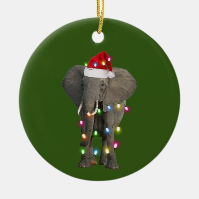 Elefant med Hat Ljus jul Julgransprydnad Keramik (Framsidan)