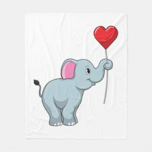 Elefant med Heart Balloon Fleecefilt