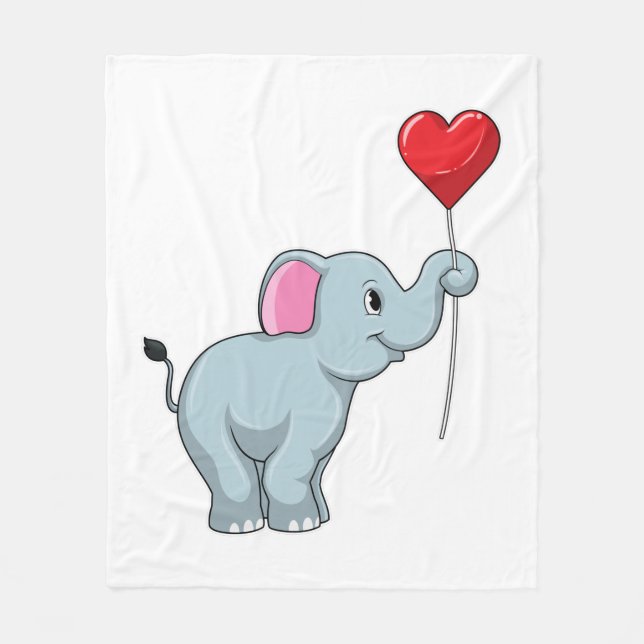 Elefant med Heart Balloon Fleecefilt (Framsidan)