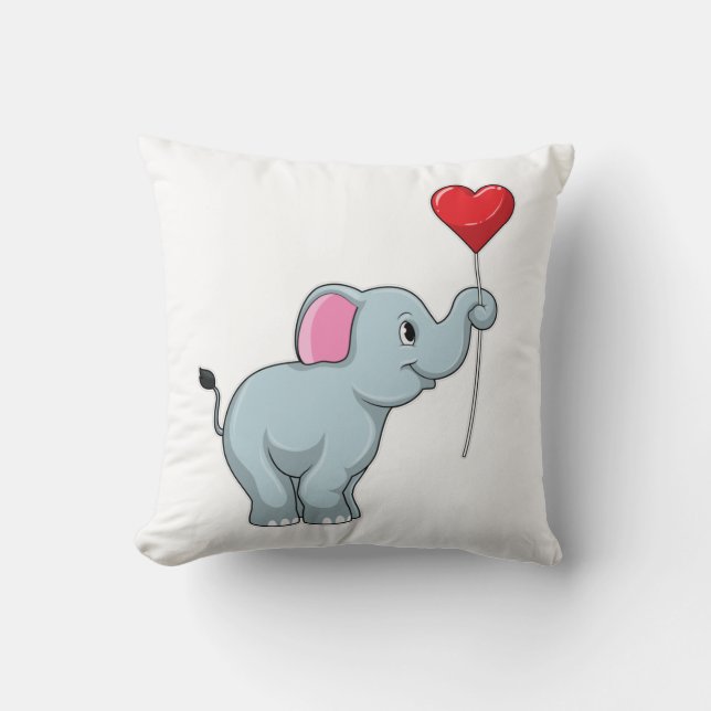 Elefant med Heart Balloon Kudde (Framsida)