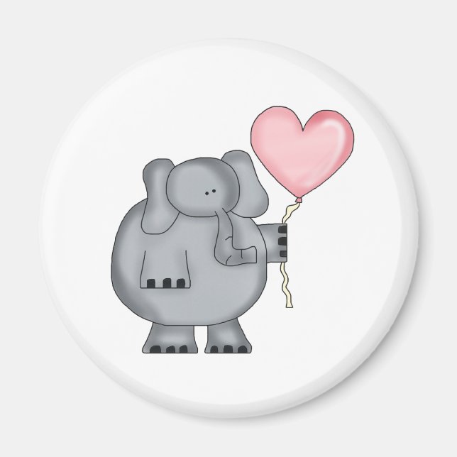 Elefant med Heart Balloon Magnet (Framsidan)