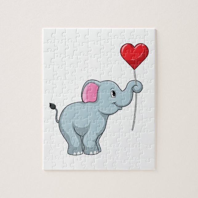 Elefant med Heart Balloon Pussel (Vertikal)