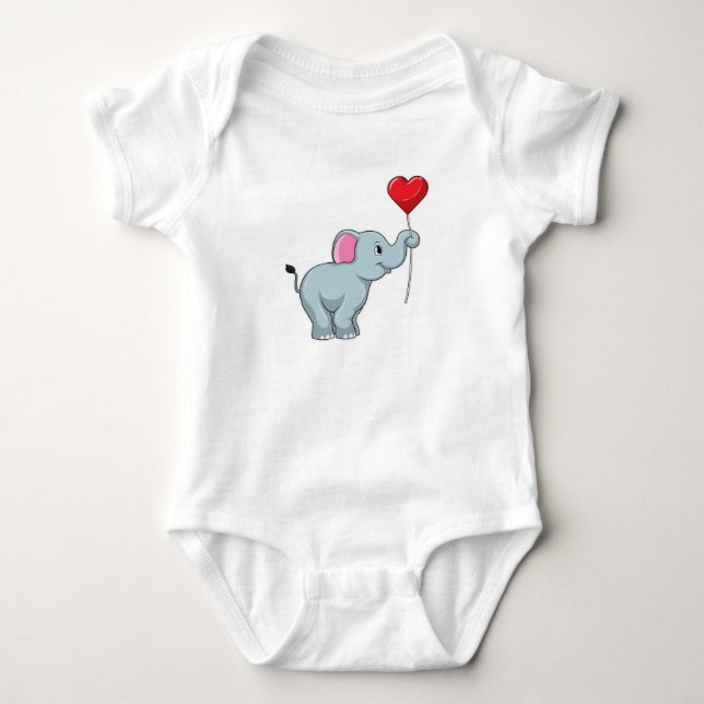 Elefant med Heart Balloon T Shirt (Framsida)