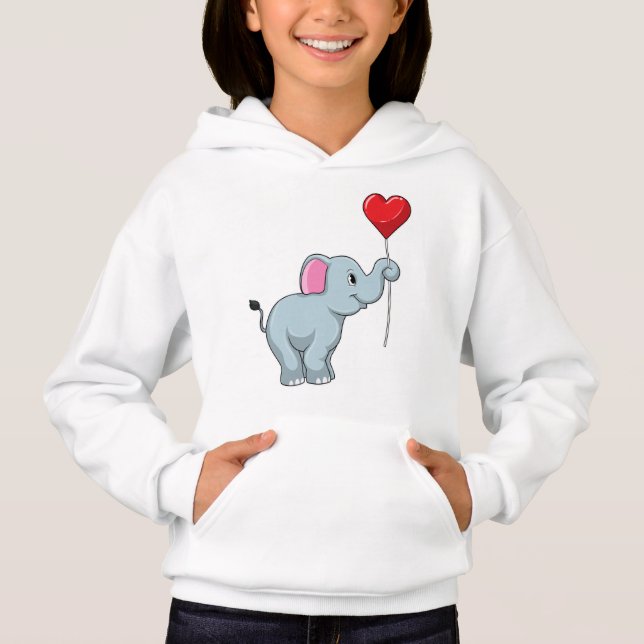 Elefant med Heart Balloon T Shirt (Framsida)