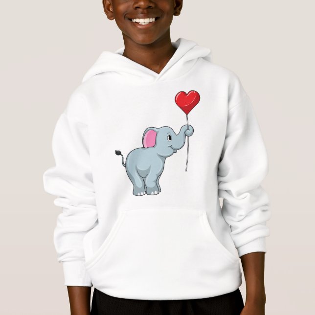 Elefant med Heart Balloon T Shirt (Framsida)