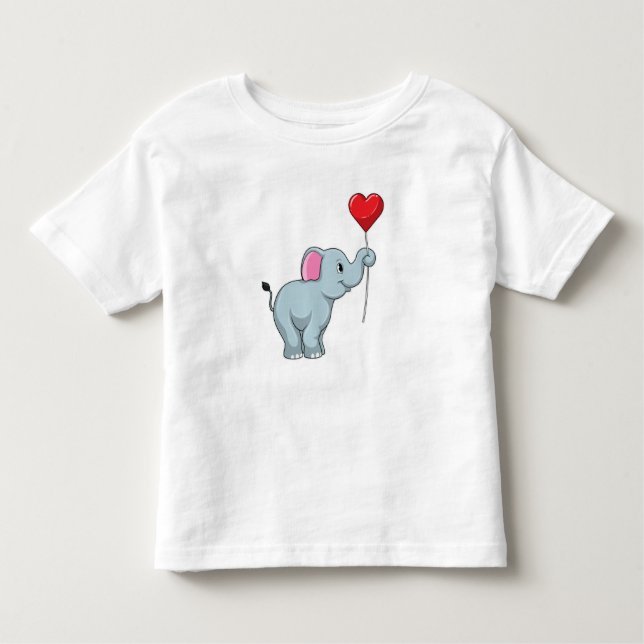 Elefant med Heart Balloon T Shirt (Framsida)