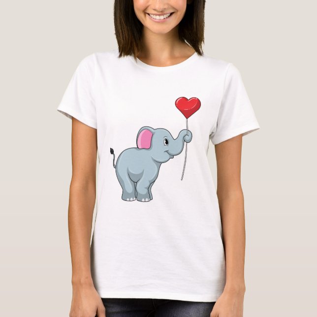 Elefant med Heart Balloon T Shirt (Framsida)