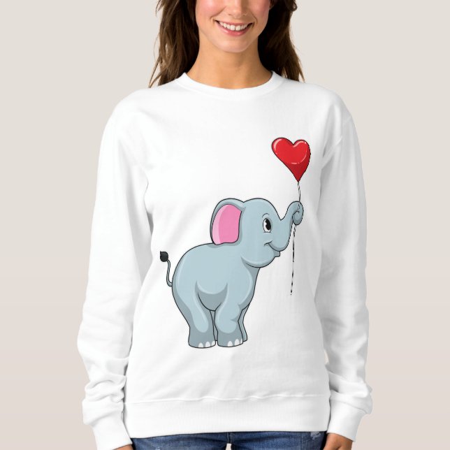 Elefant med Heart Balloon T Shirt (Framsida)