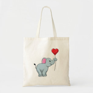 Elefant med Heart Balloon Tygkasse