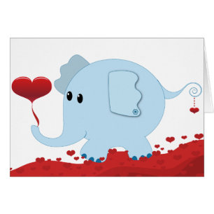 Elefant med hearts-01 hälsningskort