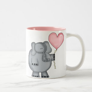 Elefant med hjärtaballongen Två-Tonad mugg